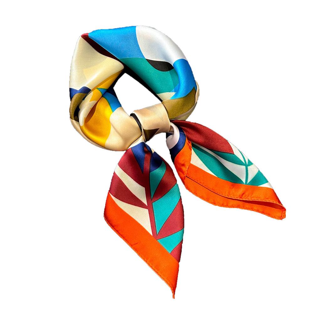 Damska Wysokiej Klasy Kwiecista Jedwabna Mała Apaszka do Dekoracji Torebki