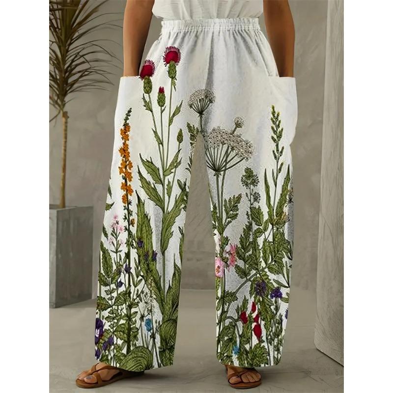Fashion Flowers Butterfly Print Pants Casual Delicate Ladies Wide-legged Pants Autumn Hundred Retro Street Shooting Pants