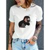 European Size Women'S Short-Sleeve Round-Neck T-Shirt with a Casual Sports Cartoon Print, Suitable for Women'S Athletic Wear.