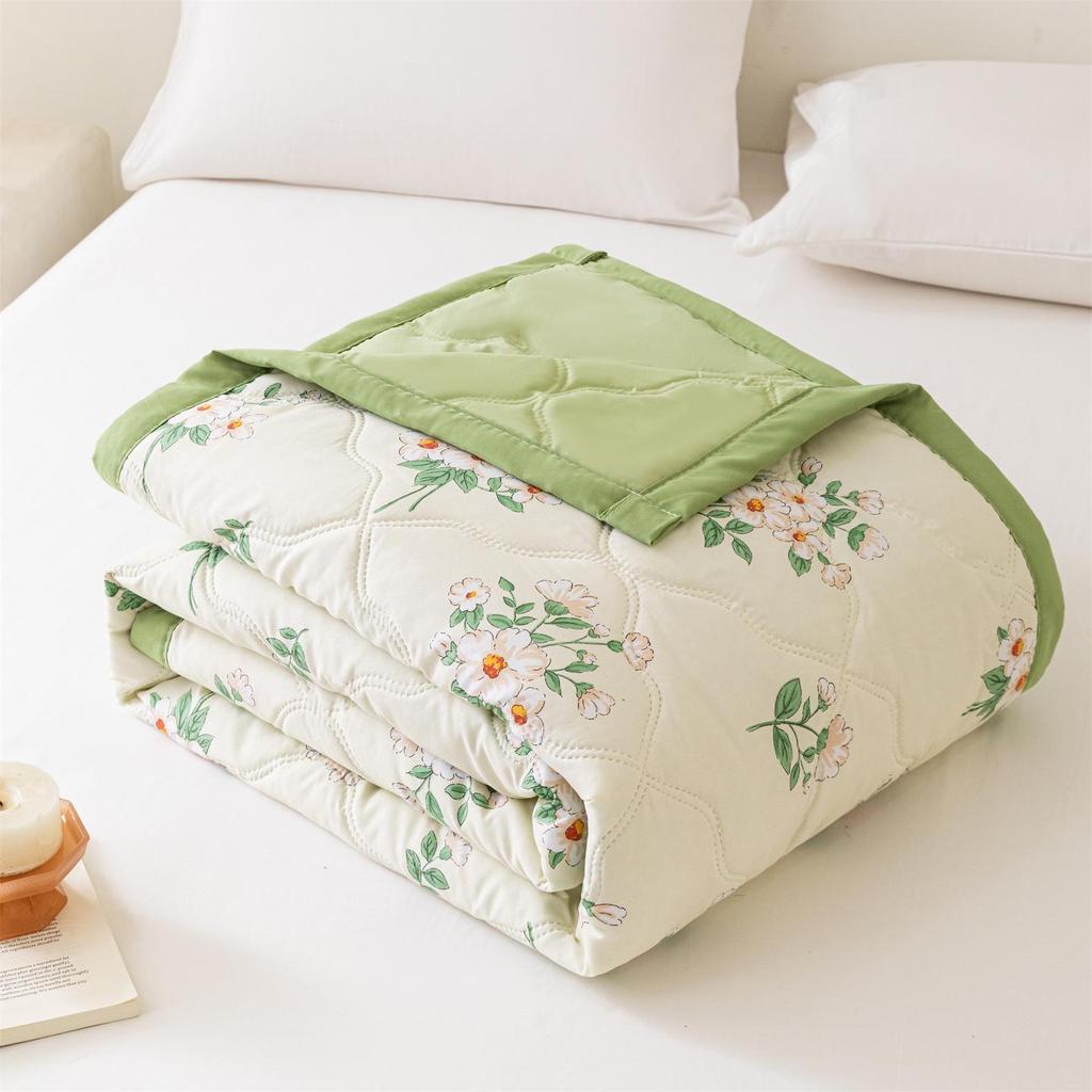 INS Skin-Friendly Washable Cotton Summer Quilt - Brushed Flannel Cooling Blanket for Dorms