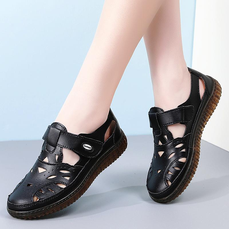35-42 Damskie Letnie Modne Buty z Pustymi Otworami Plus Size Casualowe Damskie Buty Płaskie Sandały