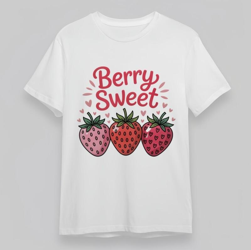 

Women s Soft Classic T-Shirt Berry Sweet Heart Pattern 100% Cotton Oversize Tee S