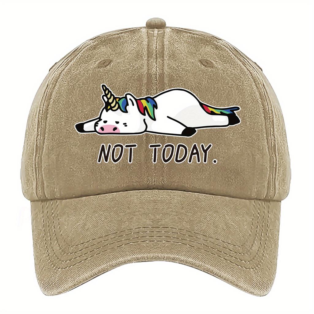 Lazy Unicorn Not Today Graphic Print Baseball Cap Casual Denim Adjustable Sun Hat for Adult Unisex