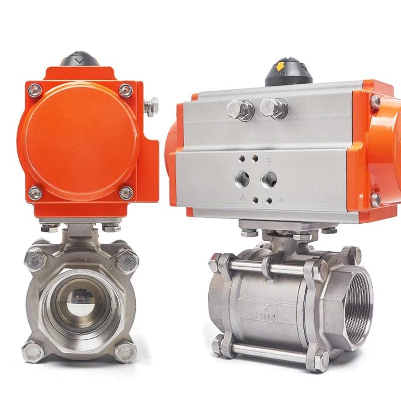 Pneumatic 304 Q611F-16P Stainless SteelThreaded Ball Valve Pneumatic Three-Piece Ball Internal Thread Valve DN15 DN20 DN25 DN32