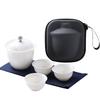 Travel Tea Set Lambswool Jade Covered Bowl One Pot Three Cups Kung Fu Tea Set Portable Brewing Tea Cup Companion Gift