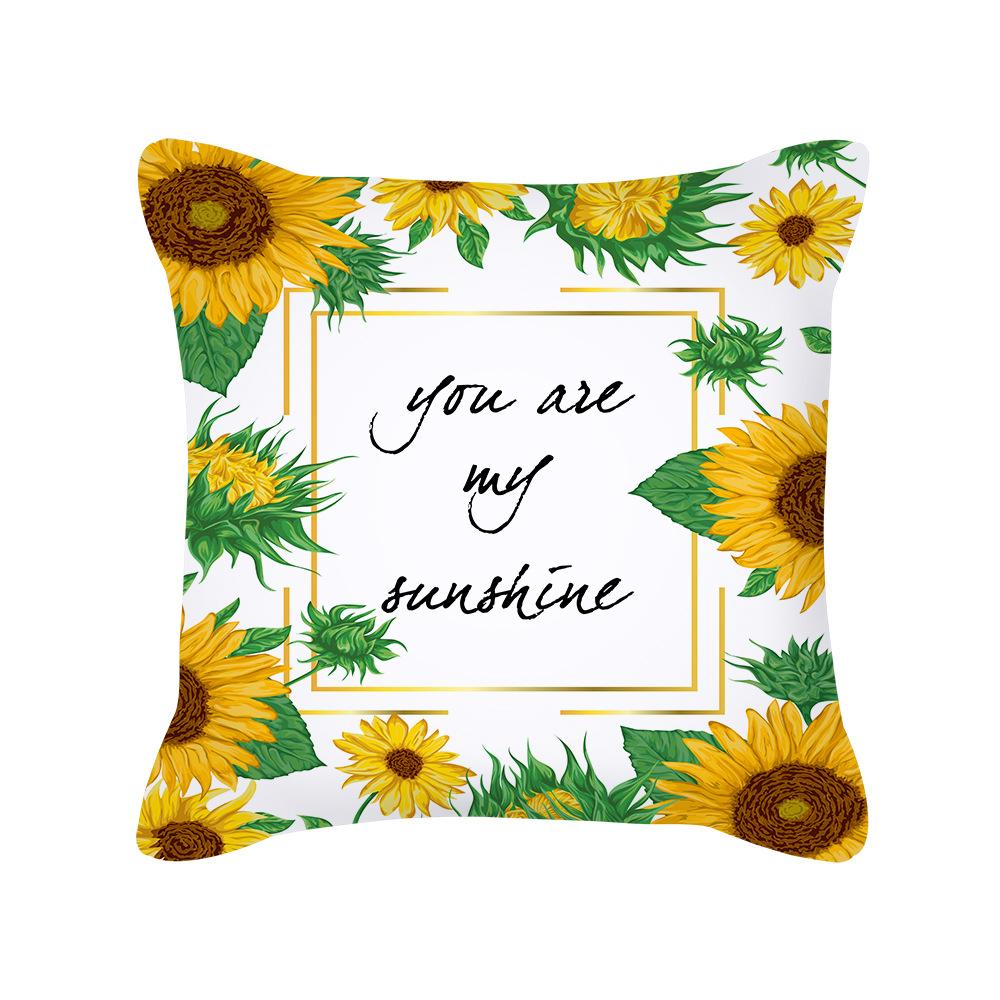 New Thanksgiving Throw Pillow Cover Yellow Letter Sunflower Office Cushion Sofa Pillow Cover