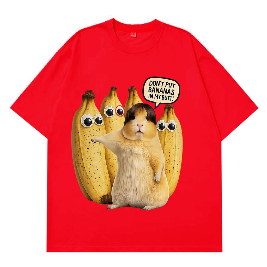 Funny Hamster Banana Animal Meme Graphic T Shirt Unisex Unisex Hiphop Tshirt Summer Shortsleeved Loose Casual Cotton Tshirts