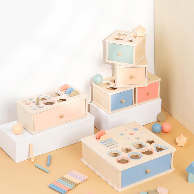 Wooden Color Shape Sorting Toys Drawer Box Busy Board Matching Game Fine Motor Sensory Toys Montessori Learning For Baby Gifts
