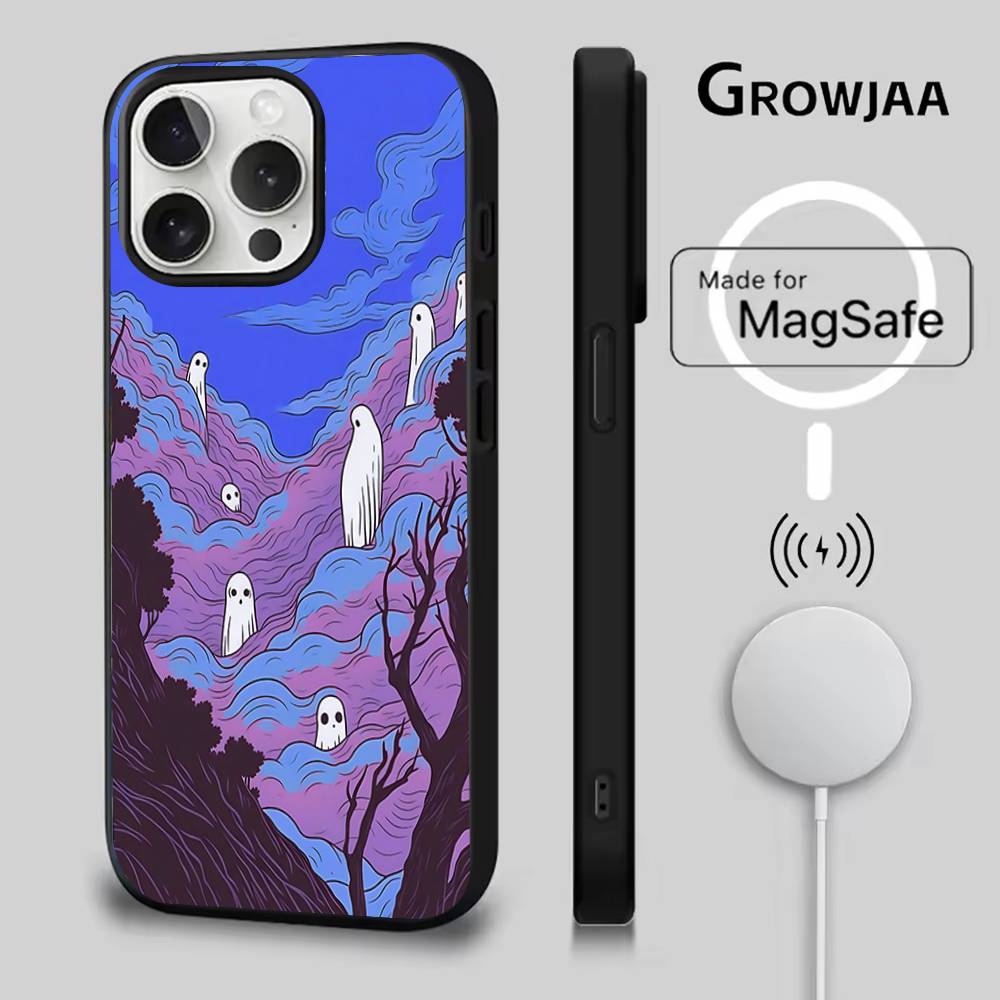 

Милый чехол-призрак для iPhone 16e, 16, 15, 14, 13, 12, 11, Plus, Pro, Max, Mini, с магнитной беспроводной зарядкой Magsafe iPhone16pro