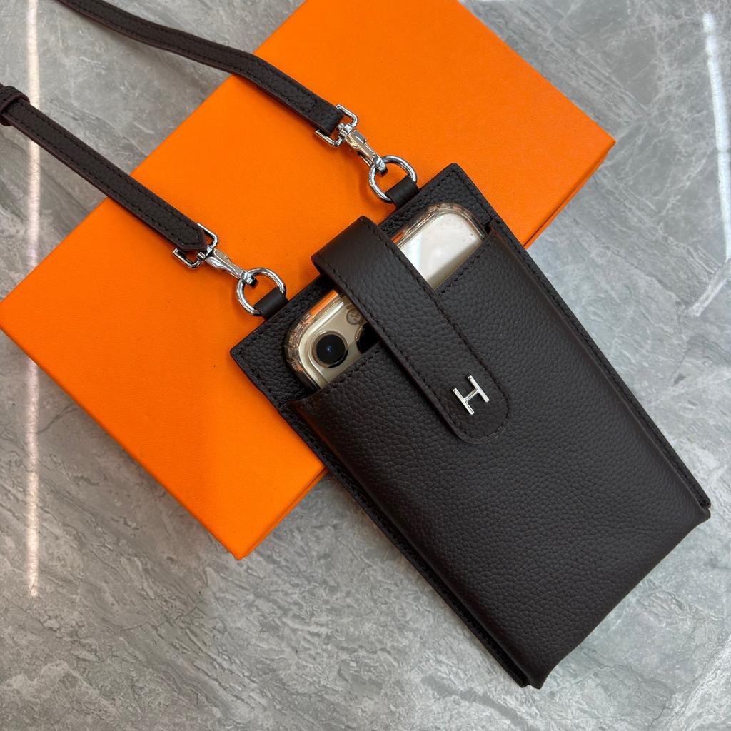 Handyhülle aus echtem Leder für Damen 2025 Neuer Stil Einzelnes Fach Dekorative Tasche Mode Stehende Kleine Tasche für Damen