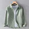 Spring Autumn Cotton and Linen Casual Long Sleeve Shirts for Men Clothing Solid Color Simple Soft Streetwear