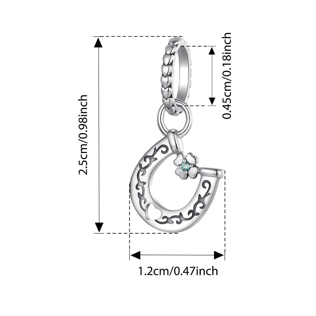 BAMOER 925 Silver Transparent Green Clover Charms Scroll Pattern Beads Fit Original Bracelets DIY Jewelry Accessories