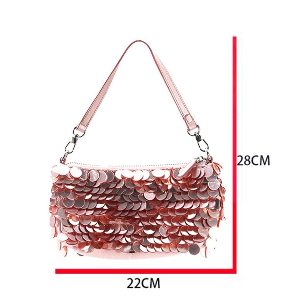 Elegant Sequined Handbag with Chain - Stylish Shoulder Purse for Special Events