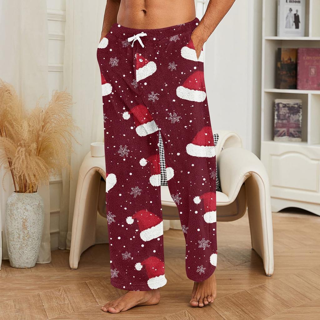Herren Weihnachts-Print Hose Lässige Nachtwäsche Pyjamahose