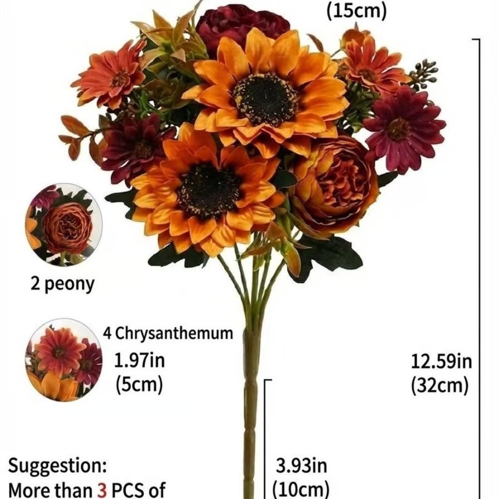 Sunflower & Daisy Mix Artificial Sunflowers Autumn Theme Fake Flower Decor Wedding Decoration