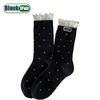 Women Cotton Long Socks Soft Breathable Cute Dots Frilly Edge Retro Preppy Style Comfortable Casual Fashion Socks For Everyday