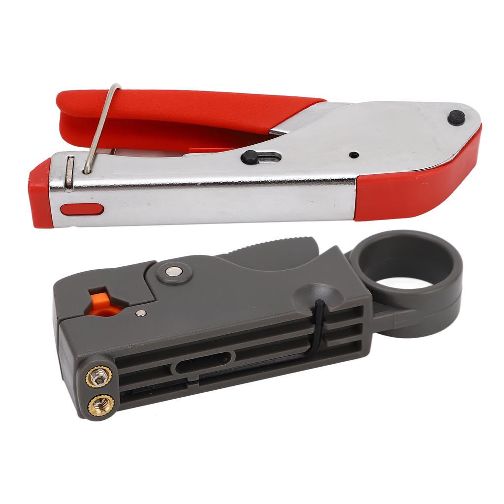 Coaxial Cable Crimper Kit with Stripper and 20Pcs F Connectors Adjustable Wire Rope Crimping Tool