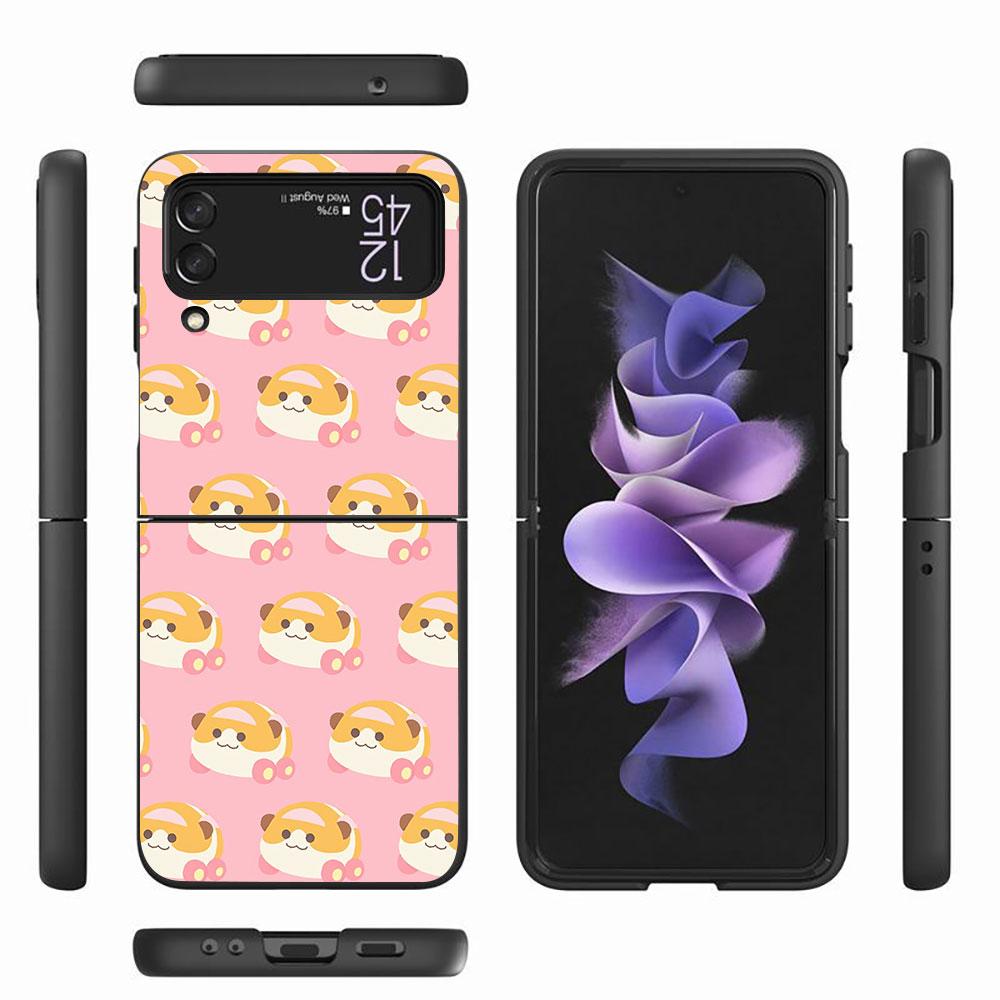 PUI PUI MOLCAR Cute Case for Samsung Galaxy Z Flip4 Flip3 5G PC Hard Cell Phone Shell Z Flip 4 3 Black Coque Zflip4 Zflip3 Cover
