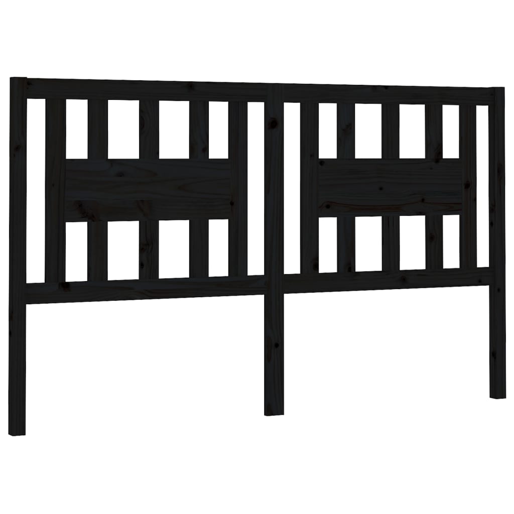 Vidaxl Wezgłowie Łóżka, Czarne, 126X4X100 Cm, Lite Drewno Sosnowe