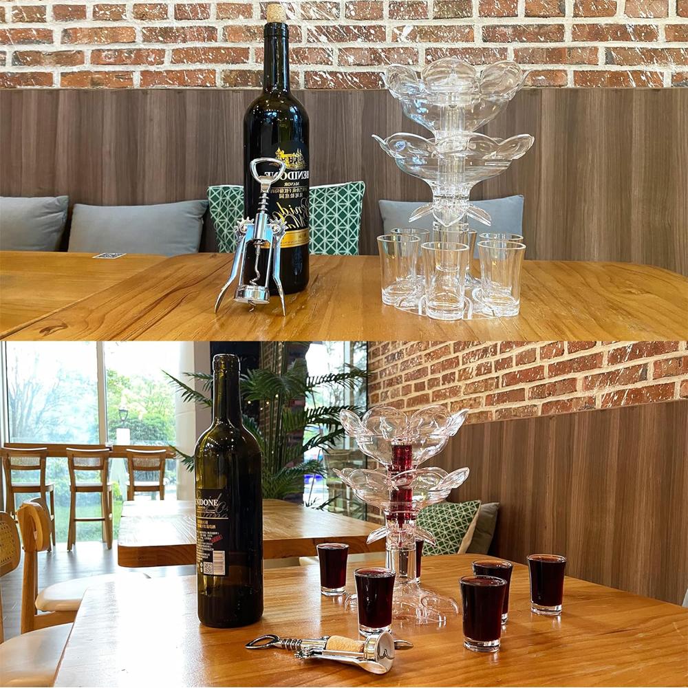 Drink Dispenser with 6 Shot Glasses Shot Dispenser and Holder with Bottle Opener, Shot Glasses Set Acrylic Liquor Dispenser