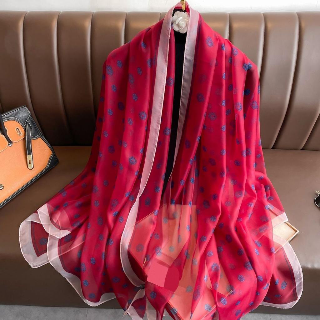 Spring and Summer Delicate Yarn Printed Scarf Travel Sunscreen Thin Shawl Western-style Fashion Scarf