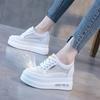 2025 autumn soft leather new inner height increase little white shoes versatile breathable mesh lace-up loose concession shoes slope heel low-top shoe