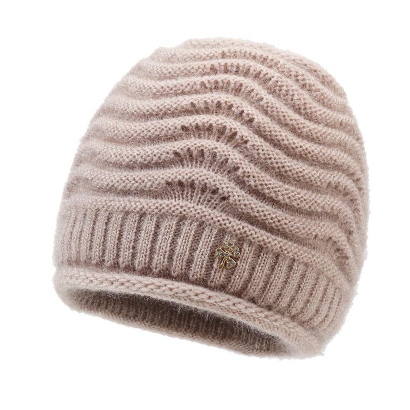 Strickmütze Damen Herbst Winter Warm Pullover Mütze Elastische Wollmütze Outdoor Ärmelmütze