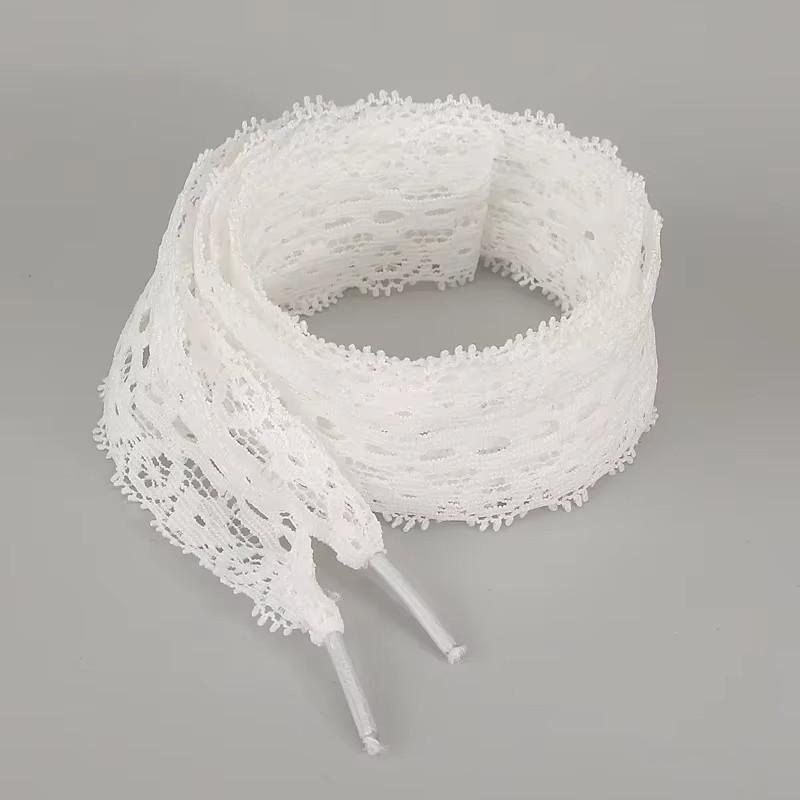 2.9CM Wide Fancy Lace Flat Shoelace For Sneakers Sweet Shoe Laces For Women Casual Shoestring Black White Shoe Accessorices