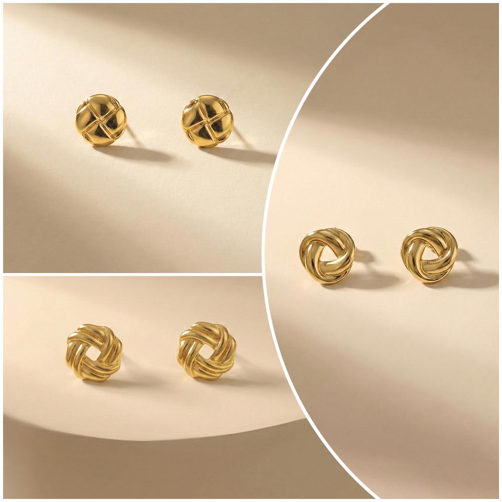 Chunky Gold Earrings Vintage Gold Statement Stud Earrings for Women Lightweight Trendy Knot Geometric Dangle Drop Earring Jewely