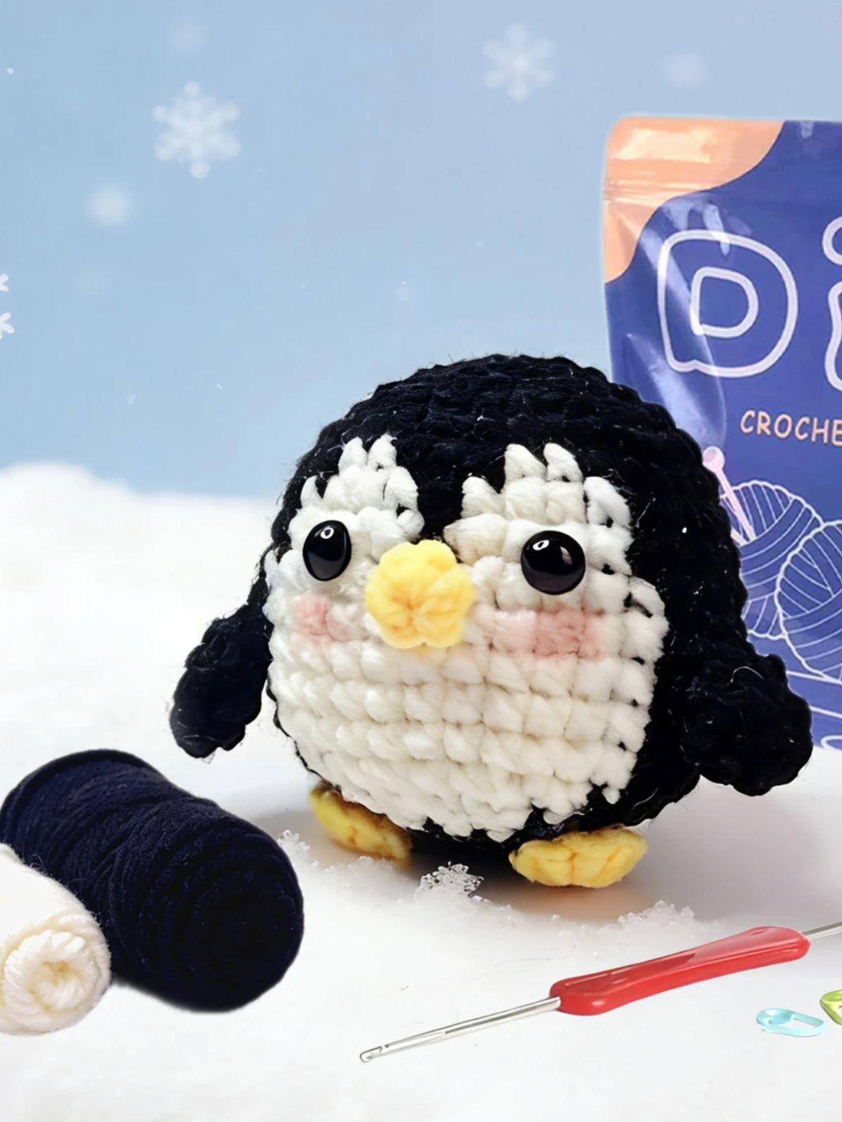

1PC Penguin Crochet Kit DIY Amigurumi Penguin Hook Set with Instruction Manual And Video Tutorial Color May Vary чёрный