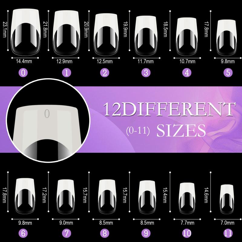 120Pcs French Press On Nails Full Cover Almond False Nail Tips Removable Armor Mixed Size Diy Accessories Nail Salon
