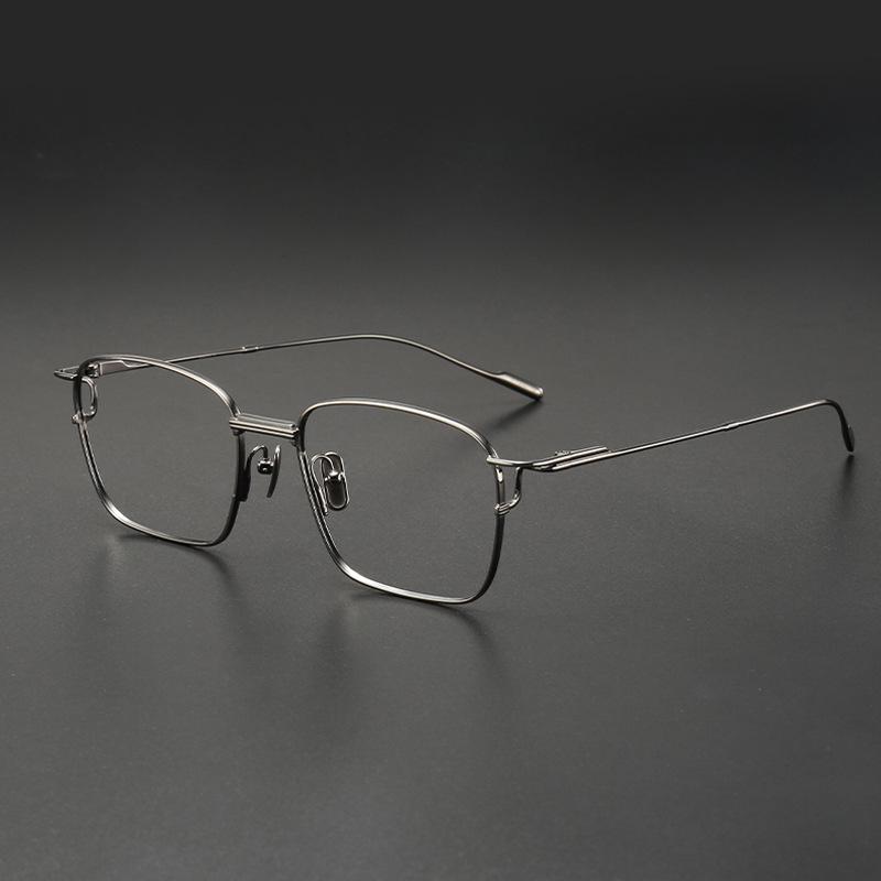 Retro Handmade Japanese Pure Titanium Myopia Glasses Frame with Large Lens