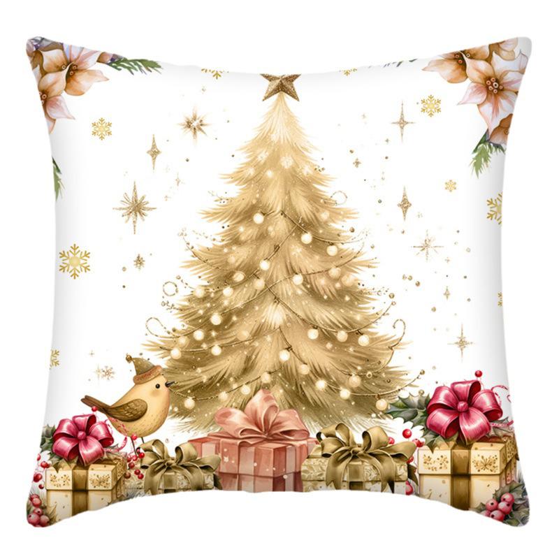

Рождественское украшение для дома, наволочка для подушки, Санта-Клаус, снеговик, рождественская елка, напечатанная на диванной подушке, набор для украшения комнаты, подарок другу 40x40cm