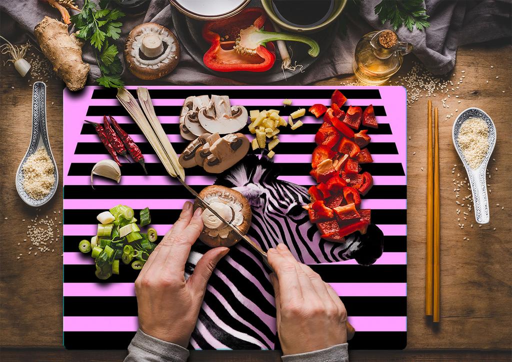 Szklana Płyta Deska Do Krojenia 52X40 Zebra