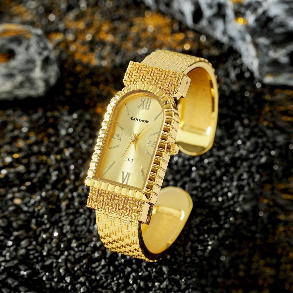 CANSNOW Fashion Bracelet Wristwatches Women Watches for Girls Wrist Quartz Watch Roman Numeral Dial Clock
