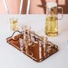 Nordic Creative Stainless Steel Tray Large Rectangle Luxury Tea Tray with Handle Tea Set Water Storage Trays Coffee Table Decor