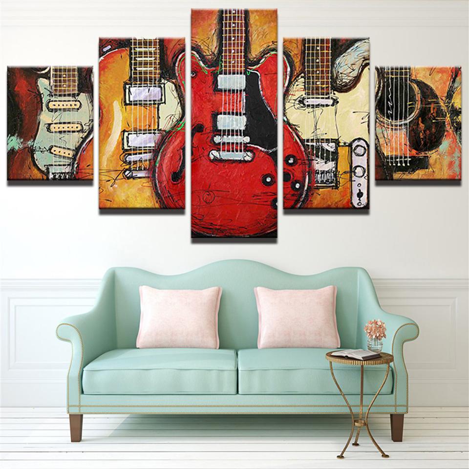 

HD Prints Canvas Wall Art Living Room Home Decor Pictures 5 Pieces color guitar decorative painting Wallpaper Posters 20x35 20x45 20x55cm