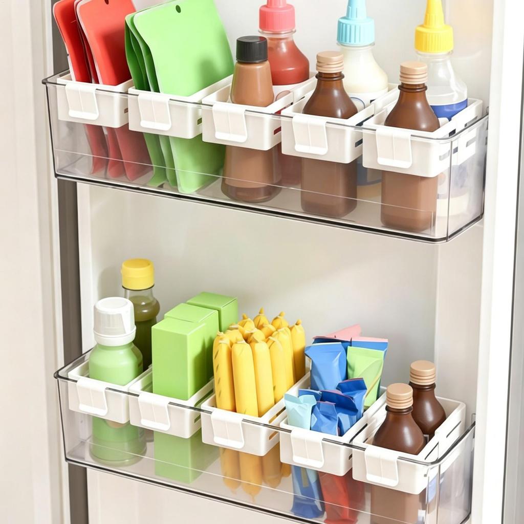 Space-Saving Expandable Refrigerator Side Door Storage Container Adjustable Fridge Divider Organizer for Home Kitchen Office