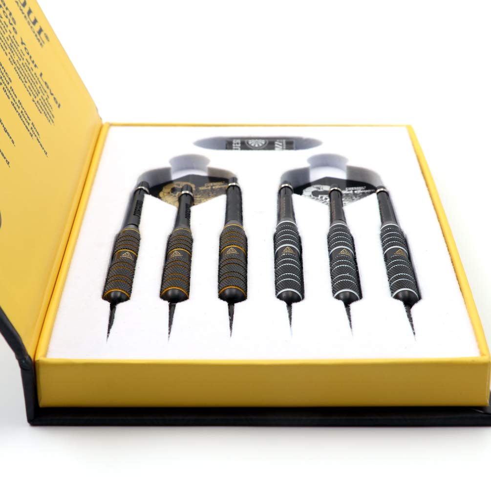 Black Scorpion CUESOUL Professional Steel Tip Dart Set (6 24g Darts) with 12 Scorpion Dart Flights and Dart Sharpener (L241L242-2)