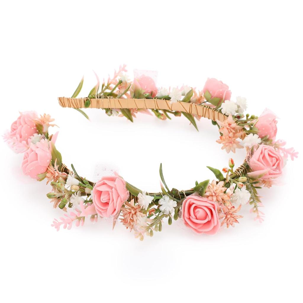 Black Floral Headpiece - Women's Elegant Lace Foam Rose Headband With Flowers for Hair Accessories, Wedding, Party, Birthday Gift, Photo Props | Dark