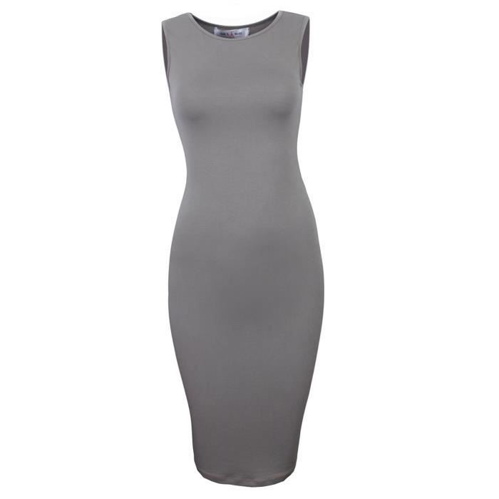Robe IY22Z Robe Classique De Midi Sans Manches Coupe Slim Taille-40