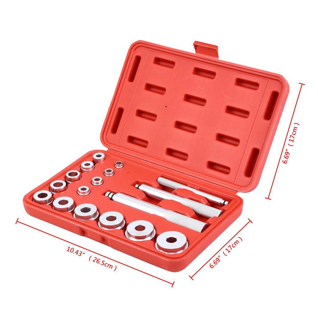 Kit di riparazione per smontaggio cuscinetti 17 pezzi/set Estrattore e installatore paraolio Strumenti automobilistici Kit cuscinetti ruota in alluminio