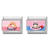 1/2pcs Cute Cat Looks at the cake Italian Charm Links Beads Fit 9mm Stainless Steel Modular Bracelet Jewelry Gift