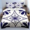 Symmetrical Blue and White Floral Pattern Print Bedding Set 1 Duvet Cover 2 Pillowcases for Adult and Children Luxury Gift