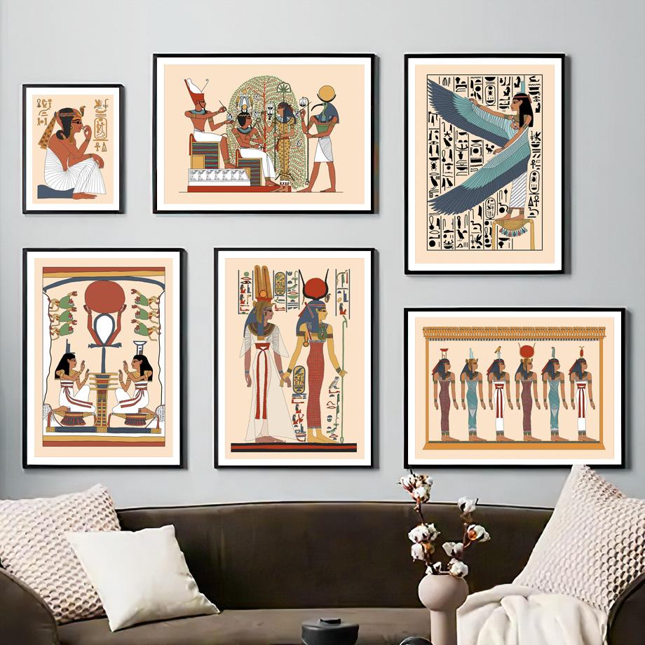 Ancient Egyptian Nordic Poster God Thoth Atum Seshat Pharaoh Tomb Wall ...