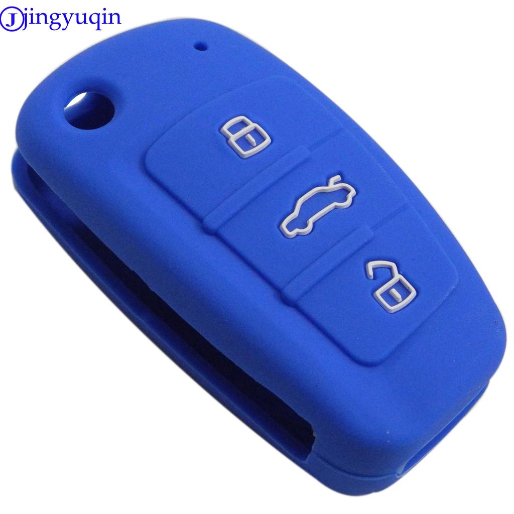 Jingyuqin 3 Buttons Car Silicone Key Cover Styling Case Cover Fob Shell For A-u-di A1 A3 Q3 Q7 R8 A6L TT Key Case Four Car Styling