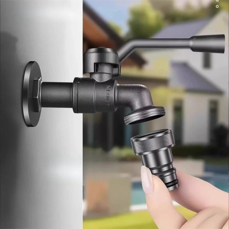 Outdoor Dual Outlet Garden Water Faucet 2 Way Zinc Alloy Freeze Proof Tap for Frost Protected Lawn Watering