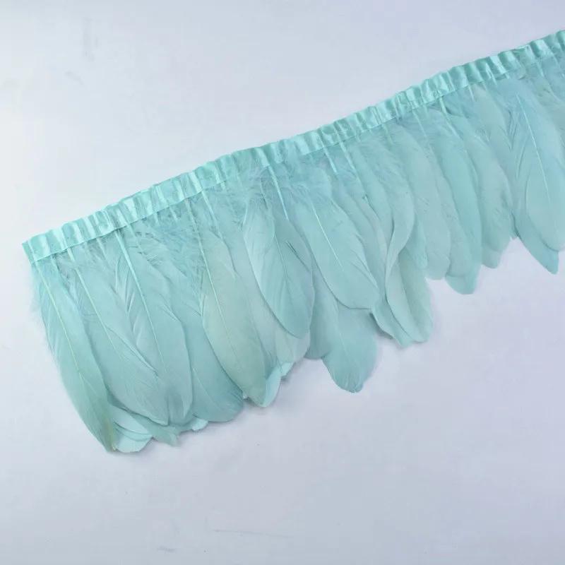 1Meter Colored Goose Feathers Trims Real Geese Feather Trim Tassel Fringe Ribbon White Black Feather Crafts Clothes Accessories