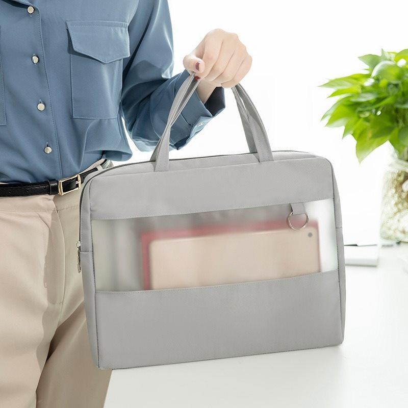 

1pcs Handheld file bag, zipper A4 briefcase, large capacity women s conference material bag, archive computer bag