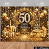 Luksusowe tło na 50. urodziny 2D, Złoty Balon Diamentowa Liczba 50 Baner Imprezowy Dekoracja